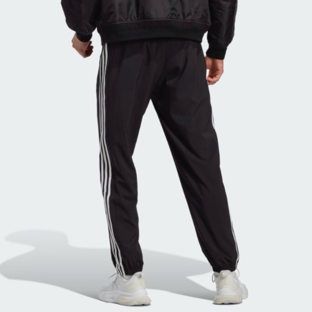 Adidas Black 3 Stripe Track Pant Size 2XL Drawstring Waist Jogger Pockets Tricot - Picture 2 of 12